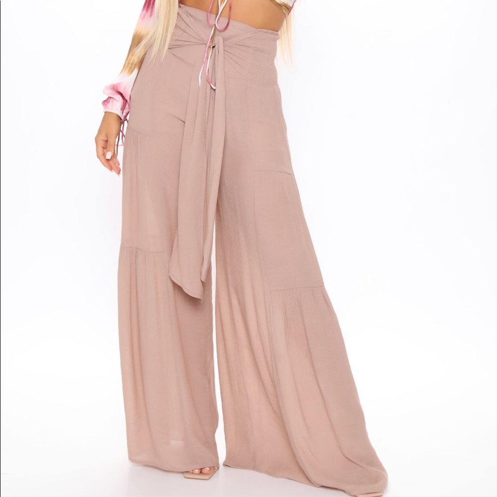 Taupe Wide Leg Pants - 1X
